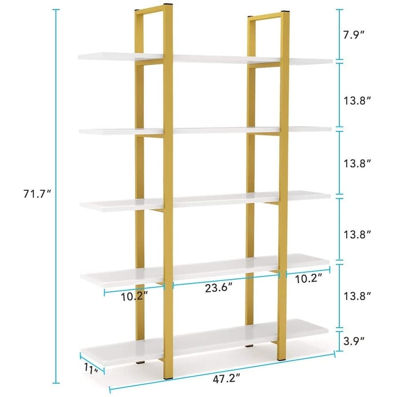 5-stöckiges Bücherregal im Vintage-Industriestil