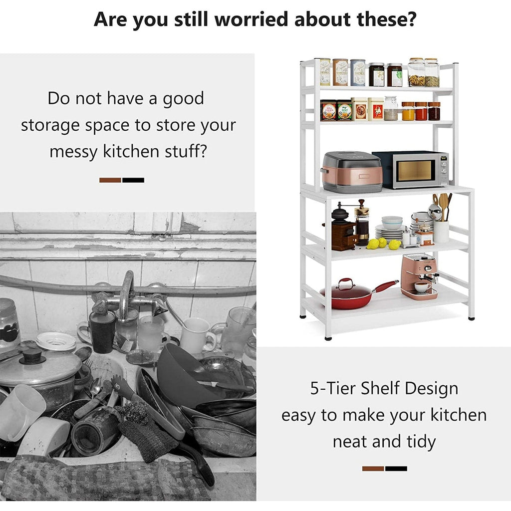 5-stöckiges Küchenregal mit Backofenfunktion, Mikrowellenwagen und Aufsatz