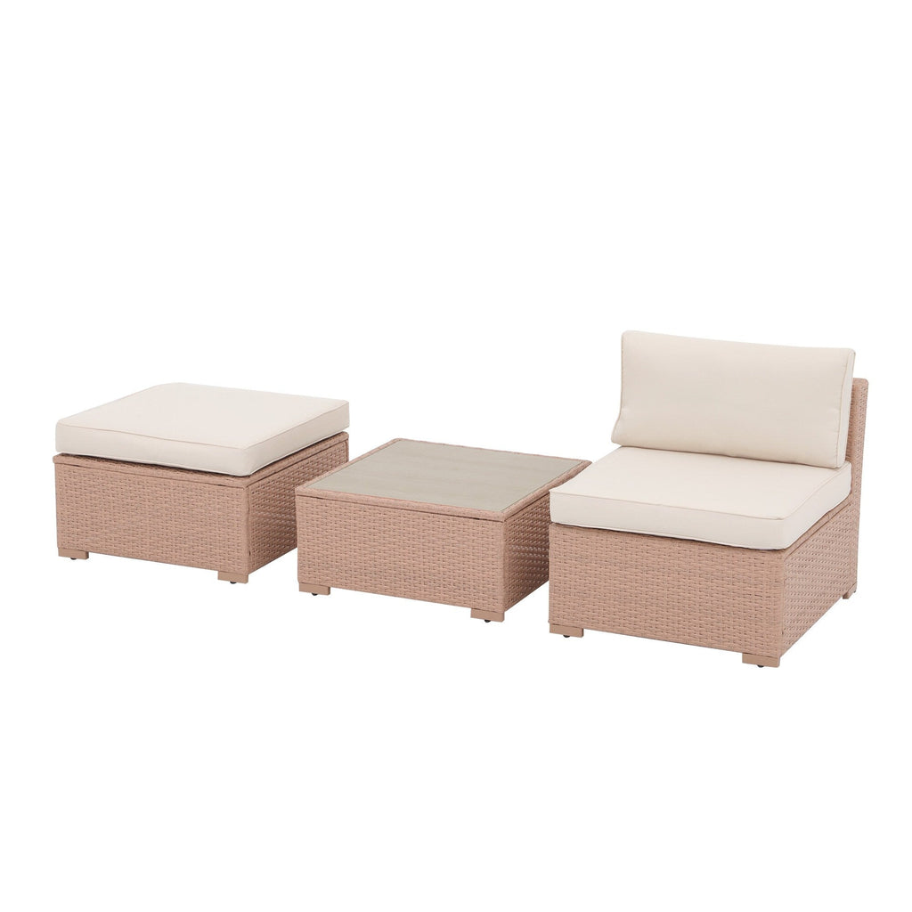 5-teiliges Outdoor-Ecksofa-Set aus Rattan mit Kissen
