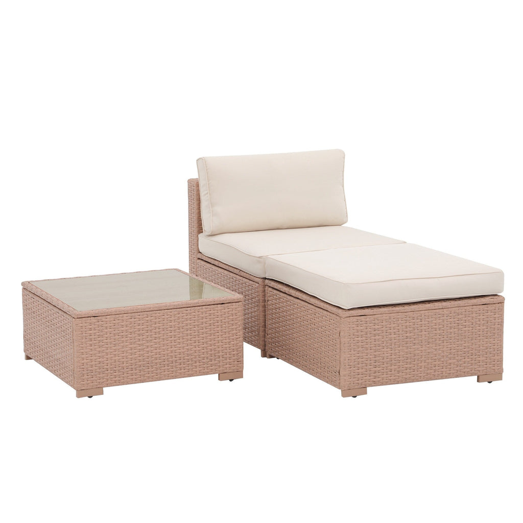 5-teiliges Outdoor-Ecksofa-Set aus Rattan mit Kissen