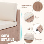 5-teiliges Outdoor-Ecksofa-Set aus Rattan mit Kissen