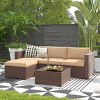 5-teiliges Outdoor-Ecksofa-Set aus Rattan mit Kissen