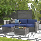 5-teiliges Outdoor-Ecksofa-Set aus Rattan mit Kissen