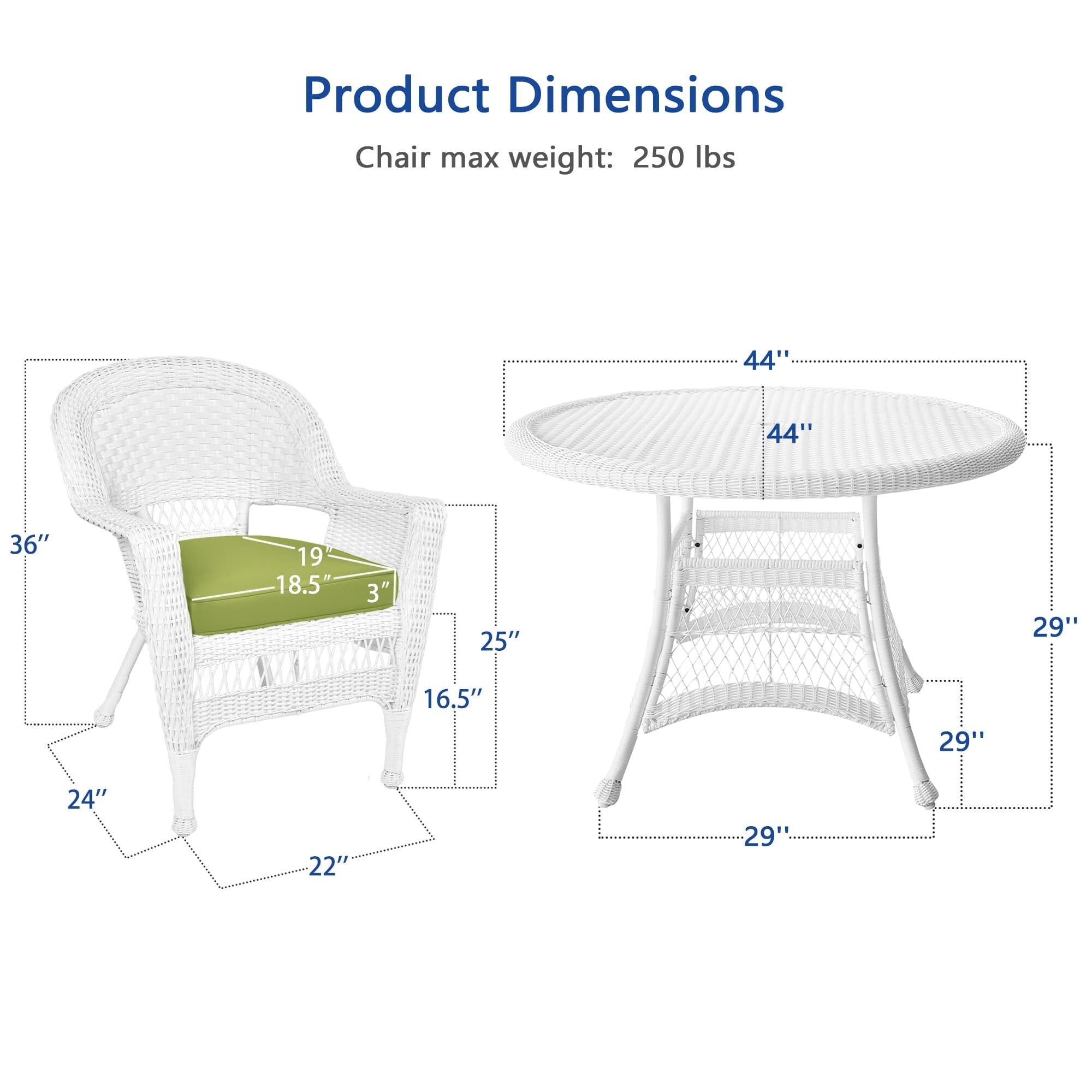 5-teiliges Esszimmer-Set aus weißem Kunstharzgeflecht
