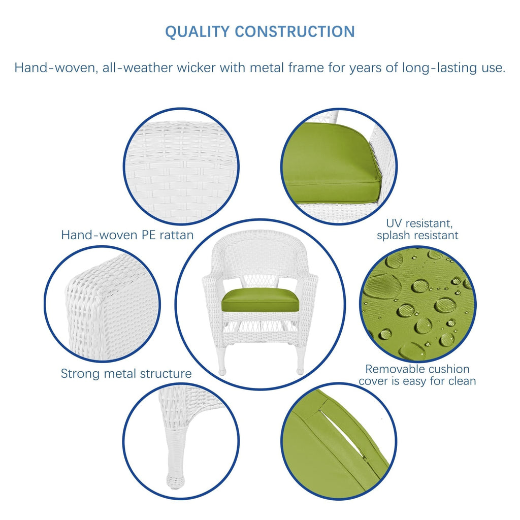 5-teiliges Esszimmer-Set aus weißem Kunstharzgeflecht