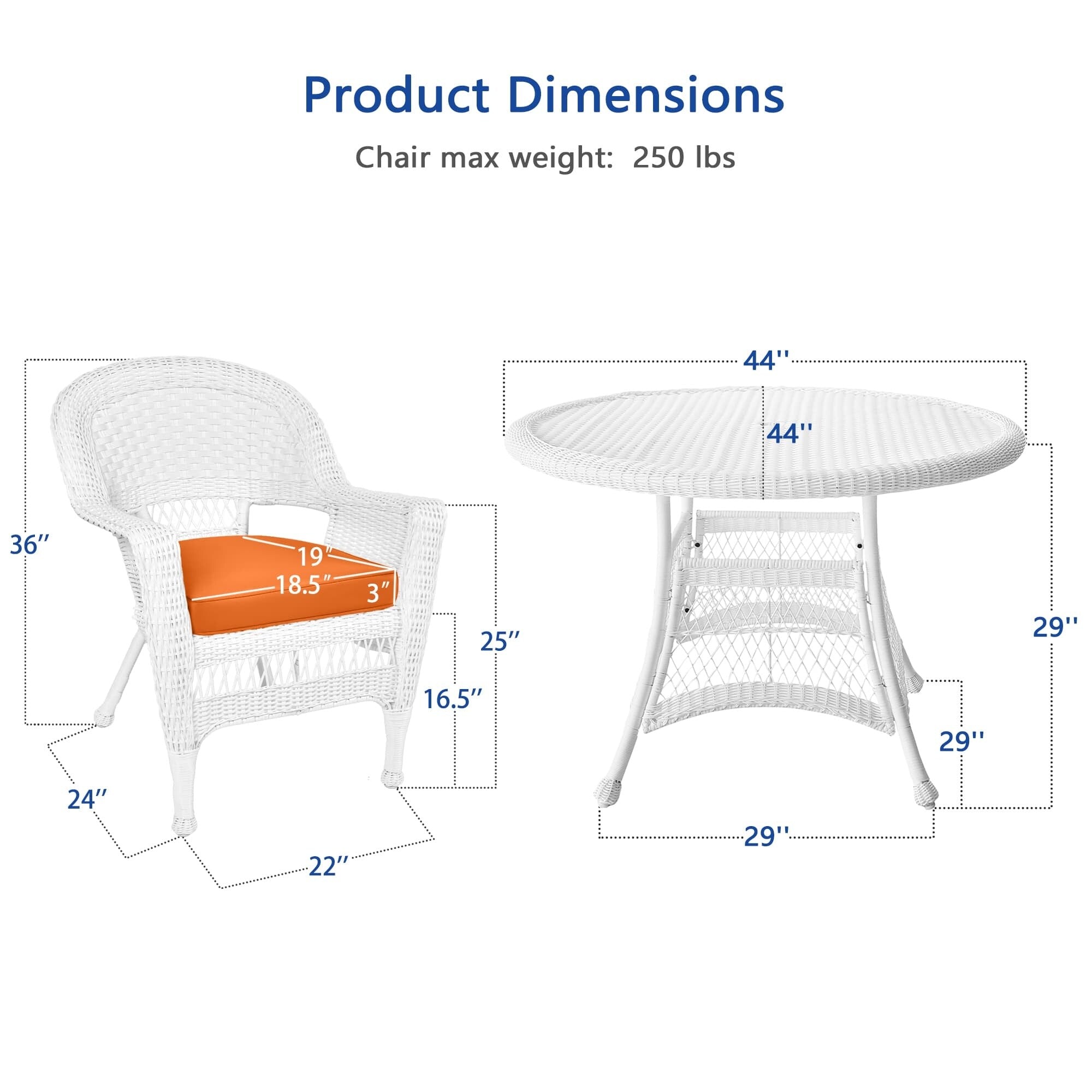 5-teiliges Esszimmer-Set aus weißem Kunstharzgeflecht