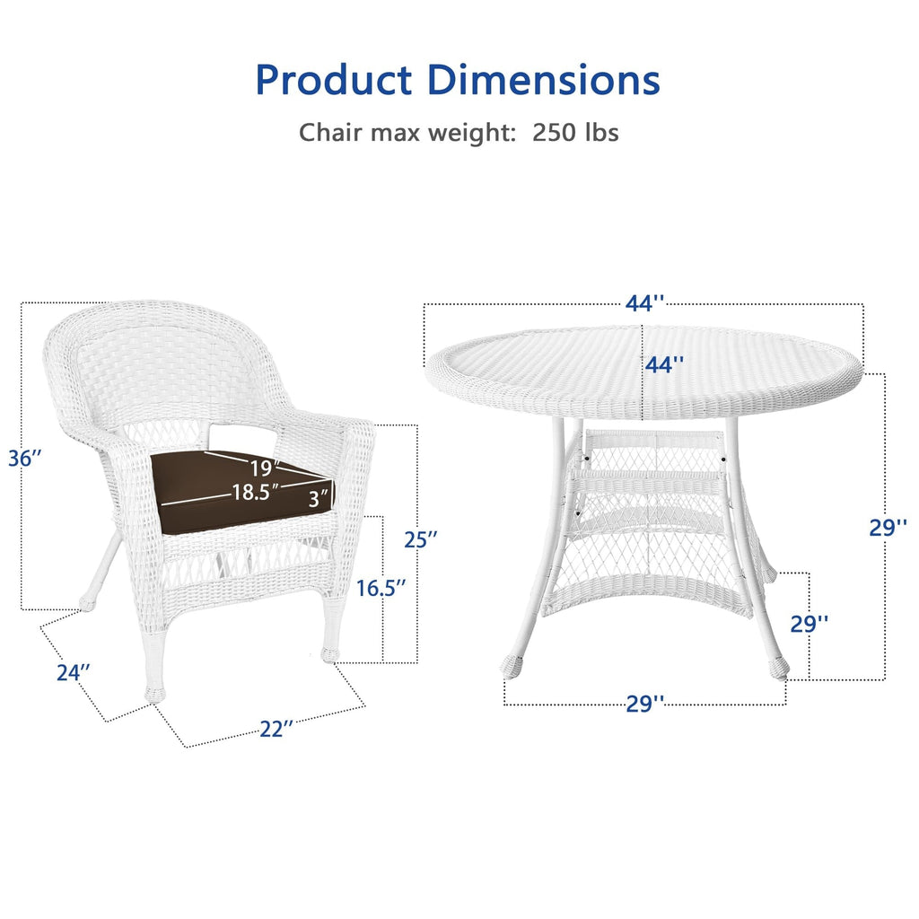 5-teiliges Esszimmer-Set aus weißem Kunstharzgeflecht