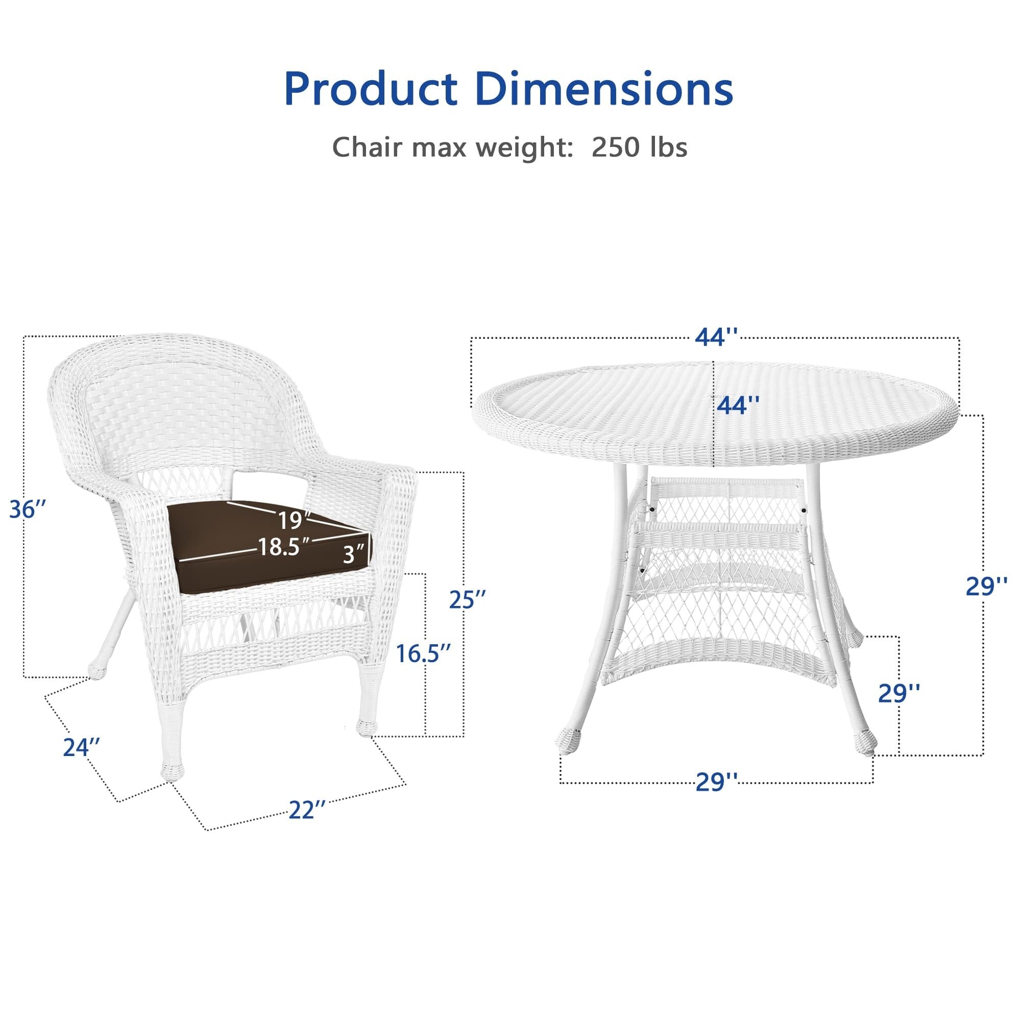 5-teiliges Esszimmer-Set aus weißem Kunstharzgeflecht