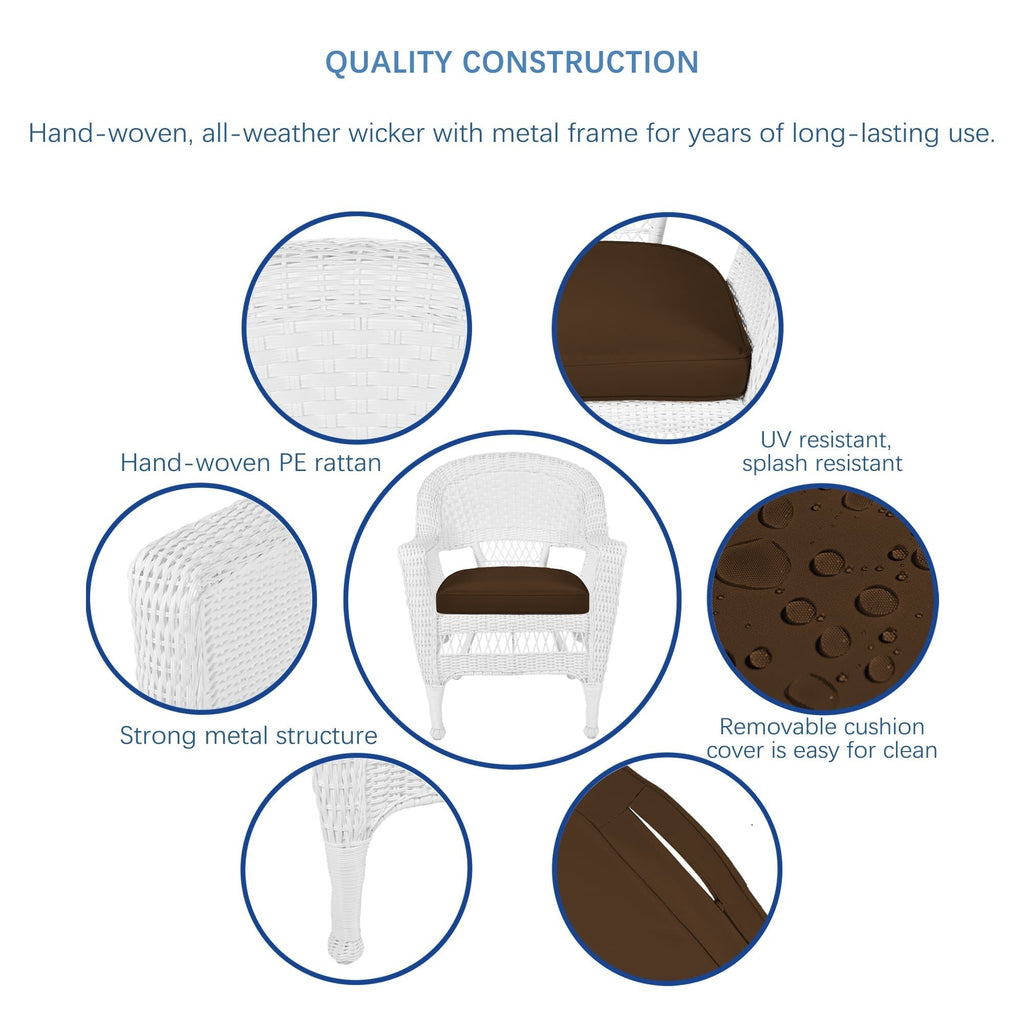 5-teiliges Esszimmer-Set aus weißem Kunstharzgeflecht