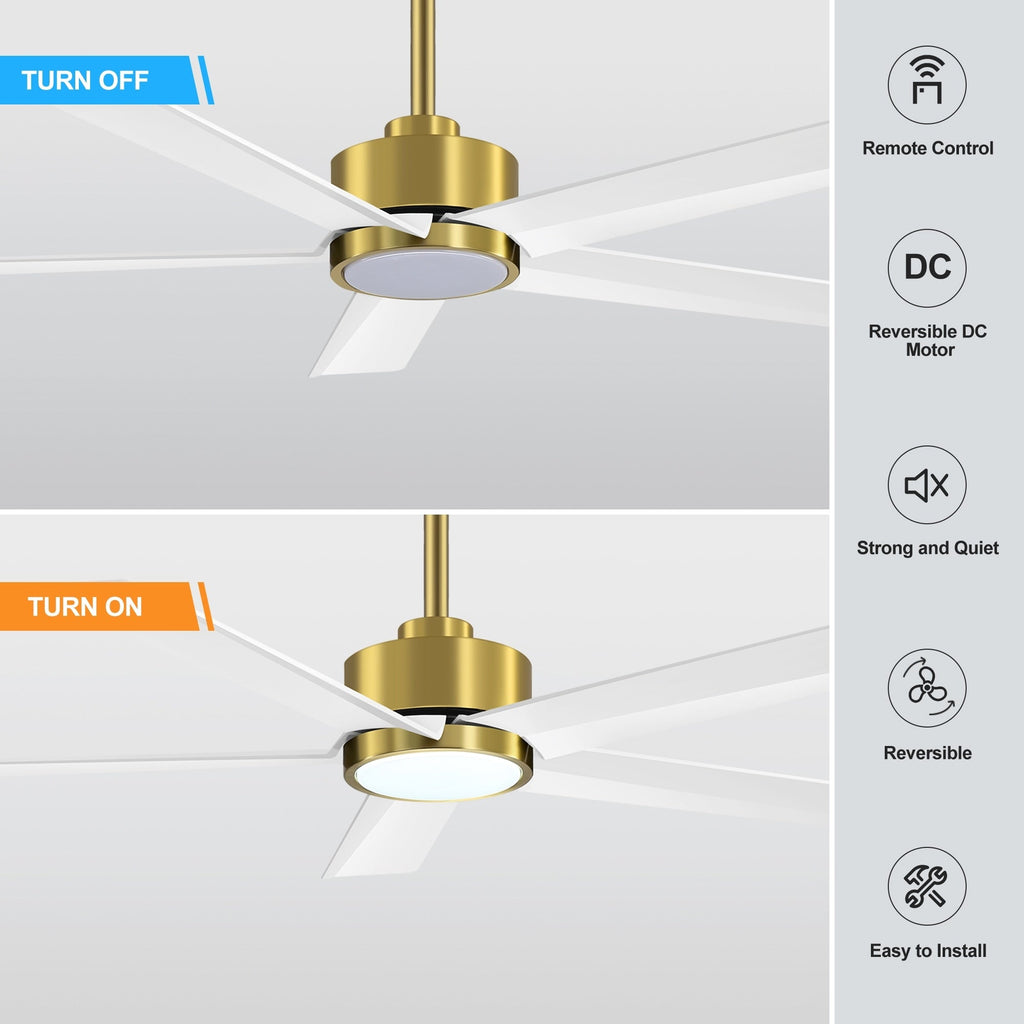 Breezary 65/52/42 5-Blatt-LED-Deckenventilator mit Beleuchtung und Fernbedienung