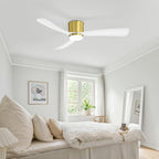 52 Zoll (132 cm) großer, schwarz/weißer LED-Deckenventilator mit Fernbedienung und Beleuchtung (3 Flügel)