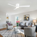 52 Zoll (132 cm) großer, schwarz/weißer LED-Deckenventilator mit Fernbedienung und Beleuchtung (3 Flügel)