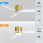 52 Zoll (132 cm) großer, schwarz/weißer LED-Deckenventilator mit Fernbedienung und Beleuchtung (3 Flügel)