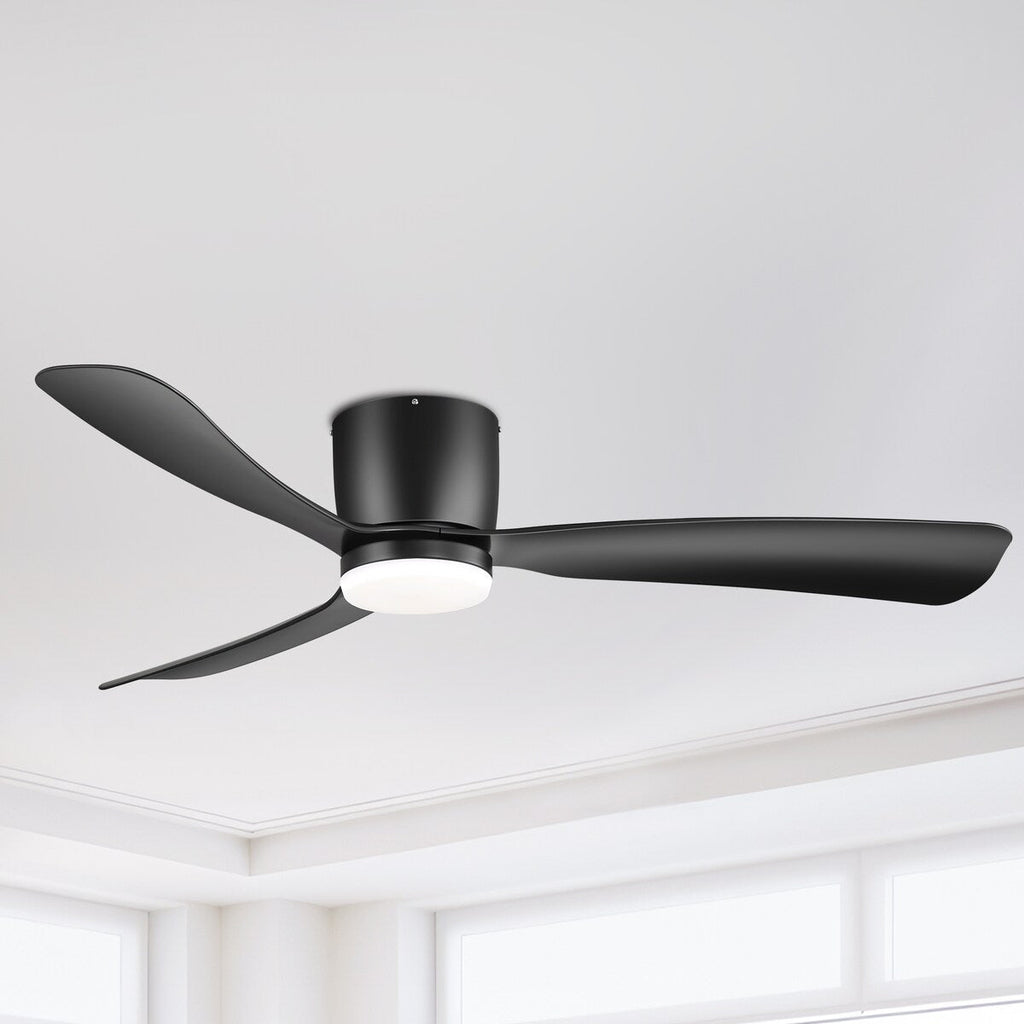 52 Zoll (132 cm) großer, schwarz/weißer LED-Deckenventilator mit Fernbedienung und Beleuchtung (3 Flügel)