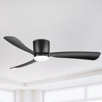52 Zoll (132 cm) großer, schwarz/weißer LED-Deckenventilator mit Fernbedienung und Beleuchtung (3 Flügel)