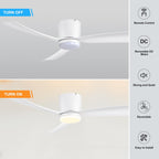 52 Zoll (132 cm) großer, schwarz/weißer LED-Deckenventilator mit Fernbedienung und Beleuchtung (3 Flügel)