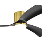 52 Zoll (132 cm) großer, schwarz/weißer LED-Deckenventilator mit Fernbedienung und Beleuchtung (3 Flügel)