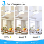 52 Zoll (132 cm) großer, schwarz/weißer LED-Deckenventilator mit Fernbedienung und Beleuchtung (3 Flügel)