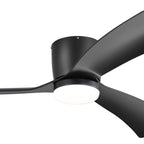 52 Zoll (132 cm) großer, schwarz/weißer LED-Deckenventilator mit Fernbedienung und Beleuchtung (3 Flügel)