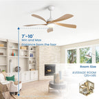 52-Zoll-Deckenventilator mit Fernbedienung und Beleuchtung, leiser Gleichstrommotor, 5 Flügel, hoher Luftdurchsatz, moderner Ventilator