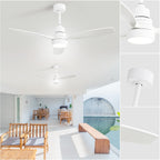 48- und 52-Zoll-LED-Deckenventilator mit integrierter Beleuchtung und Fernbedienung, reversibler Gleichstrommotor