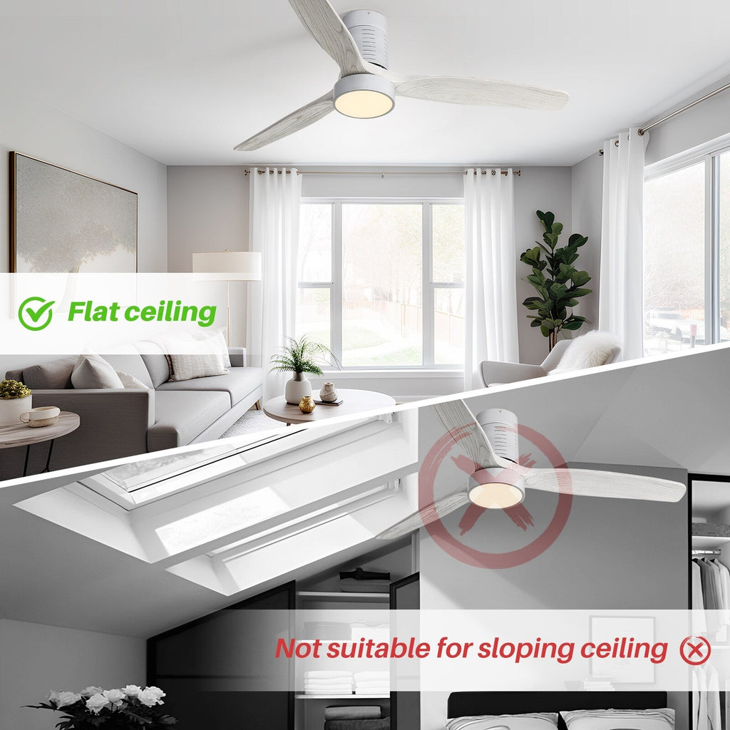 52-Zoll-Deckenventilator im Landhausstil mit Beleuchtung und Fernbedienung, reversibler Gleichstrommotor