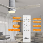 52-Zoll-Deckenventilator im Landhausstil mit Beleuchtung und Fernbedienung, reversibler Gleichstrommotor