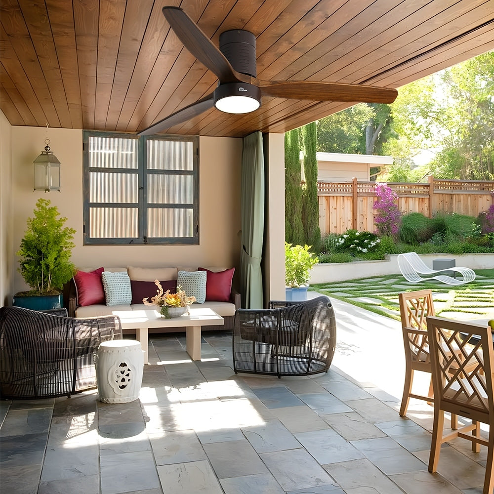 52-Zoll-Deckenventilator im Landhausstil mit Beleuchtung und Fernbedienung, reversibler Gleichstrommotor