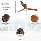 52-Zoll-Deckenventilator im Landhausstil mit Beleuchtung und Fernbedienung, reversibler Gleichstrommotor