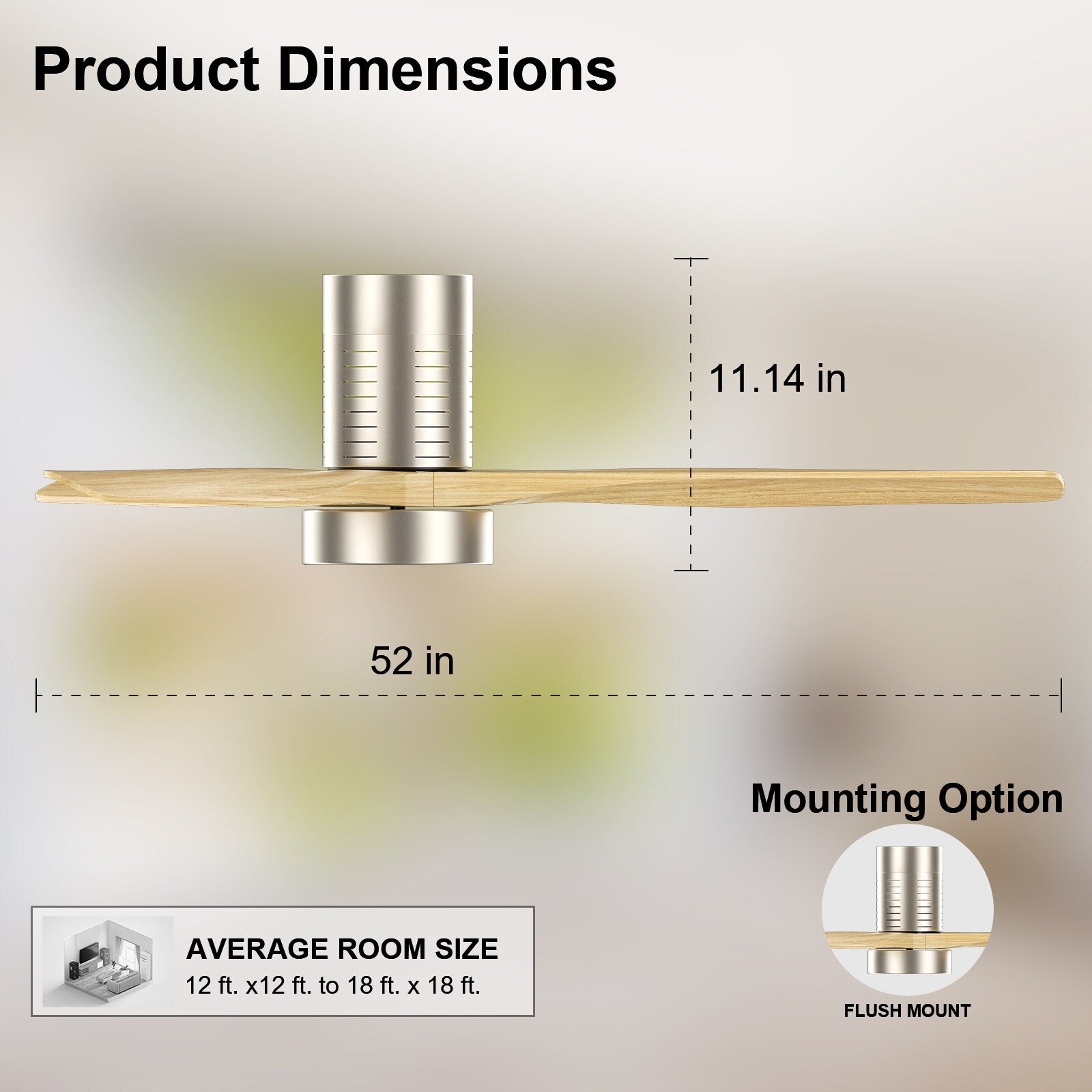 52-Zoll-Deckenventilator im Landhausstil mit Beleuchtung und Fernbedienung, reversibler Gleichstrommotor