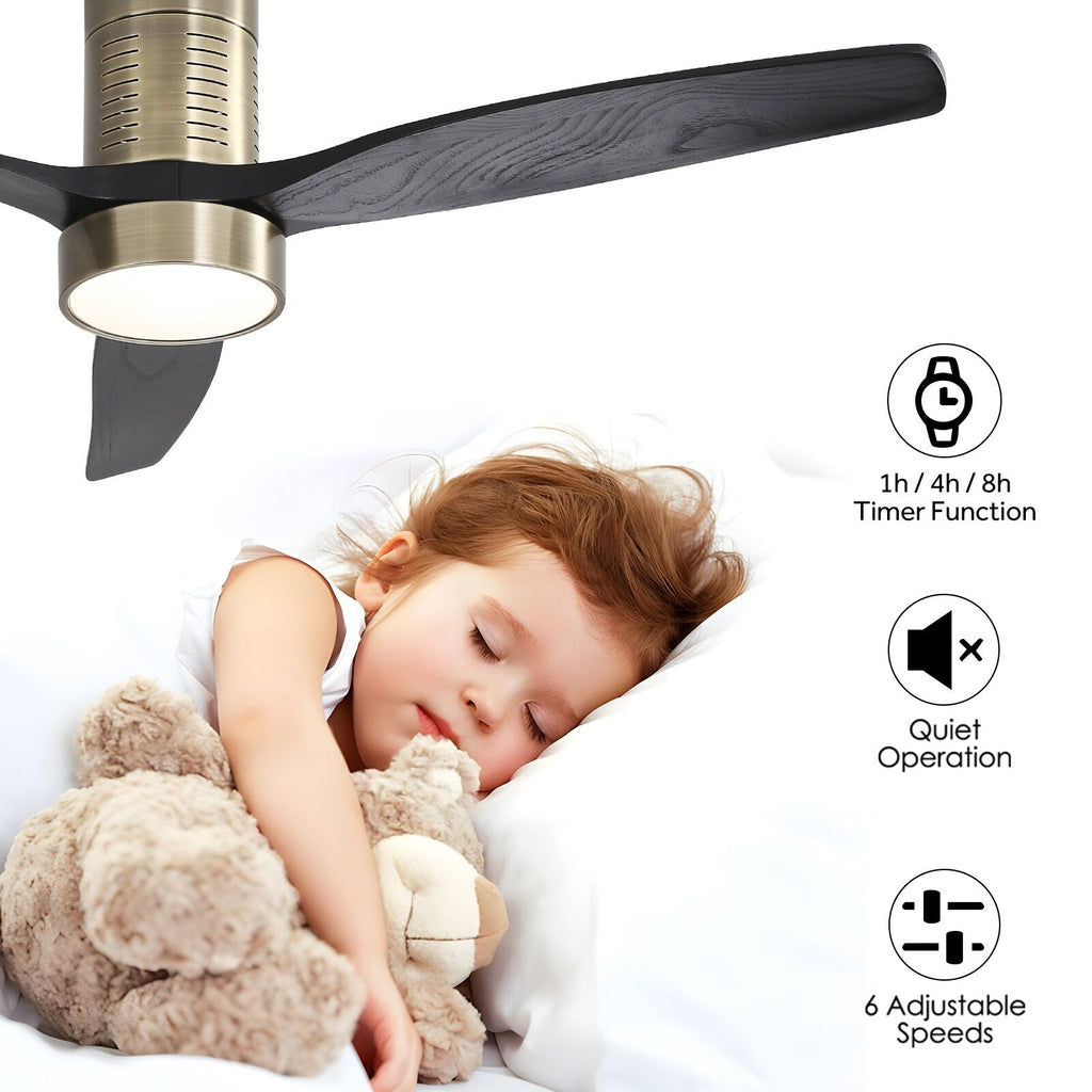 52-Zoll-Deckenventilator im Landhausstil mit Beleuchtung und Fernbedienung, reversibler Gleichstrommotor