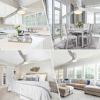 52-Zoll-Deckenventilator im Landhausstil mit Beleuchtung und Fernbedienung, reversibler Gleichstrommotor