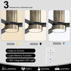 52-Zoll-Deckenventilator im Landhausstil mit Beleuchtung und Fernbedienung, reversibler Gleichstrommotor
