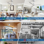 Moderner 52-Zoll-Deckenventilator aus Massivholz/ABS mit Fernbedienung (ohne Beleuchtung), 6 Windgeschwindigkeiten und umkehrbarer Luftstromrichtung