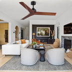 Moderner 52-Zoll-Deckenventilator aus Massivholz/ABS mit Fernbedienung (ohne Beleuchtung), 6 Windgeschwindigkeiten und umkehrbarer Luftstromrichtung