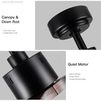 Moderner 52-Zoll-Deckenventilator aus Massivholz/ABS mit Fernbedienung (ohne Beleuchtung), 6 Windgeschwindigkeiten und umkehrbarer Luftstromrichtung