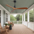 Moderner 52-Zoll-Deckenventilator aus Massivholz/ABS mit Fernbedienung (ohne Beleuchtung), 6 Windgeschwindigkeiten und umkehrbarer Luftstromrichtung