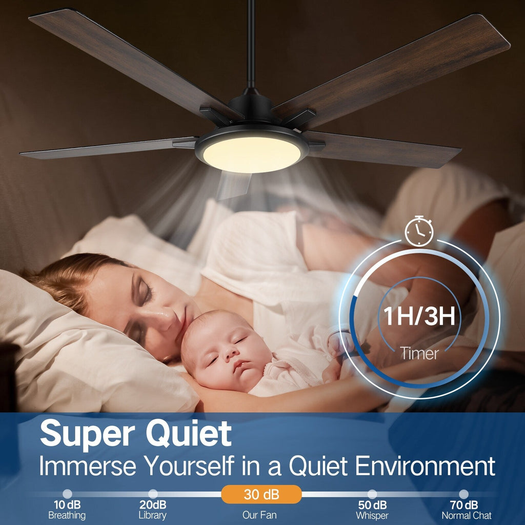 52 moderne Deckenventilatoren mit Beleuchtung und Fernbedienung, dimmbar (LED)