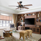 52-Zoll-Industrie-Deckenventilator aus schwarzem, strukturiertem Glas mit Fernbedienung und Beleuchtungssatz