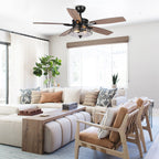 52-Zoll-Industrie-Deckenventilator aus schwarzem, strukturiertem Glas mit Fernbedienung und Beleuchtungssatz