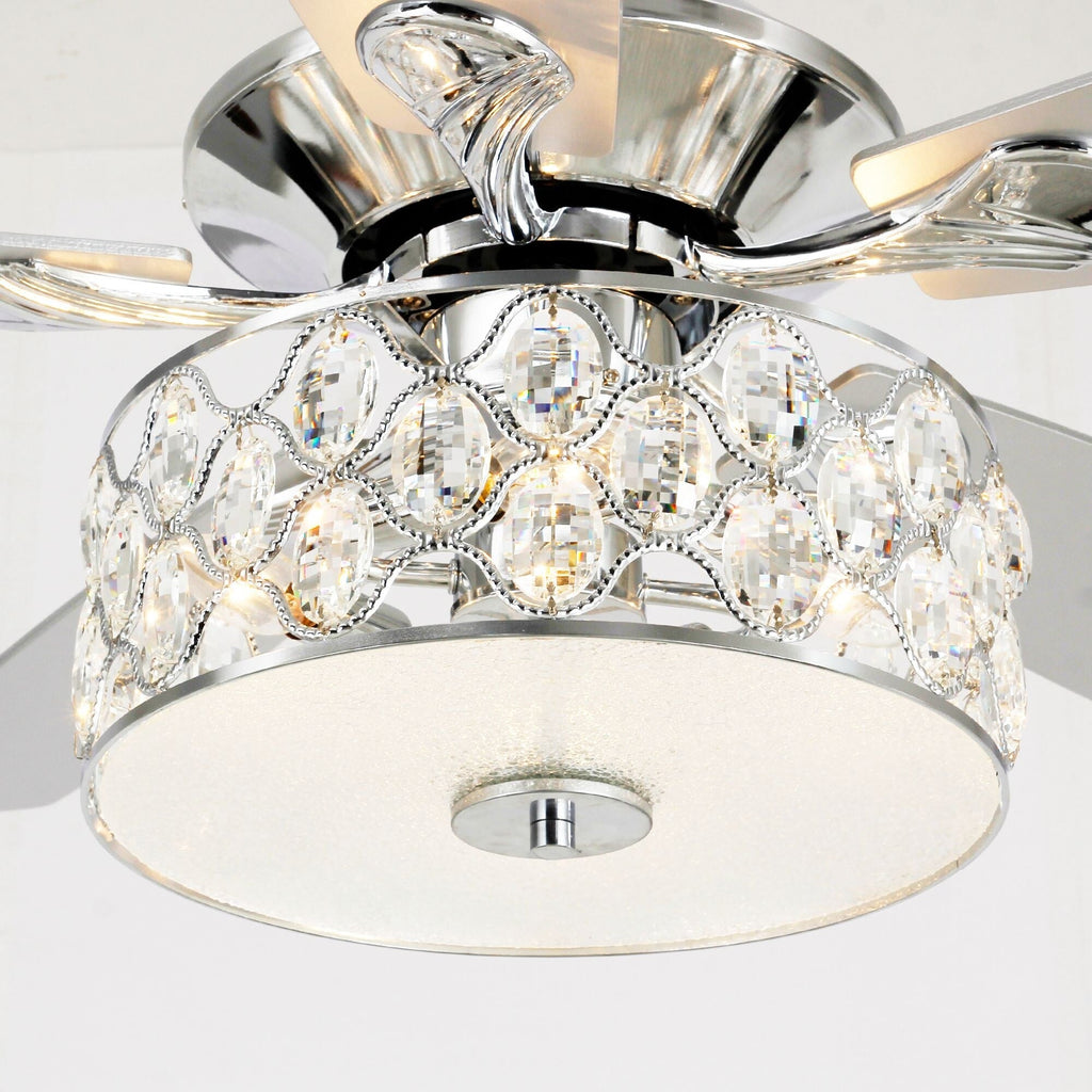 52 Moderner 4-flammiger Kristall-Deckenventilator mit Fernbedienung