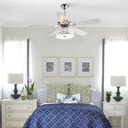 52 Moderner 4-flammiger Kristall-Deckenventilator mit Fernbedienung