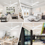 52 moderne Deckenventilatoren mit Beleuchtung und Fernbedienung, dimmbar (LED)