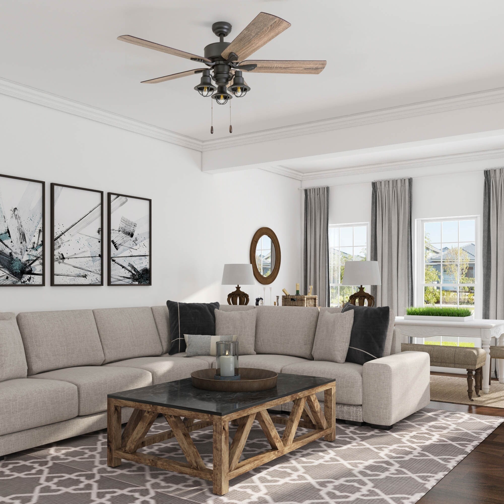 52 Prominence Home Sivan Bronze Farmhouse LED-Deckenventilator mit Licht und Fernbedienung