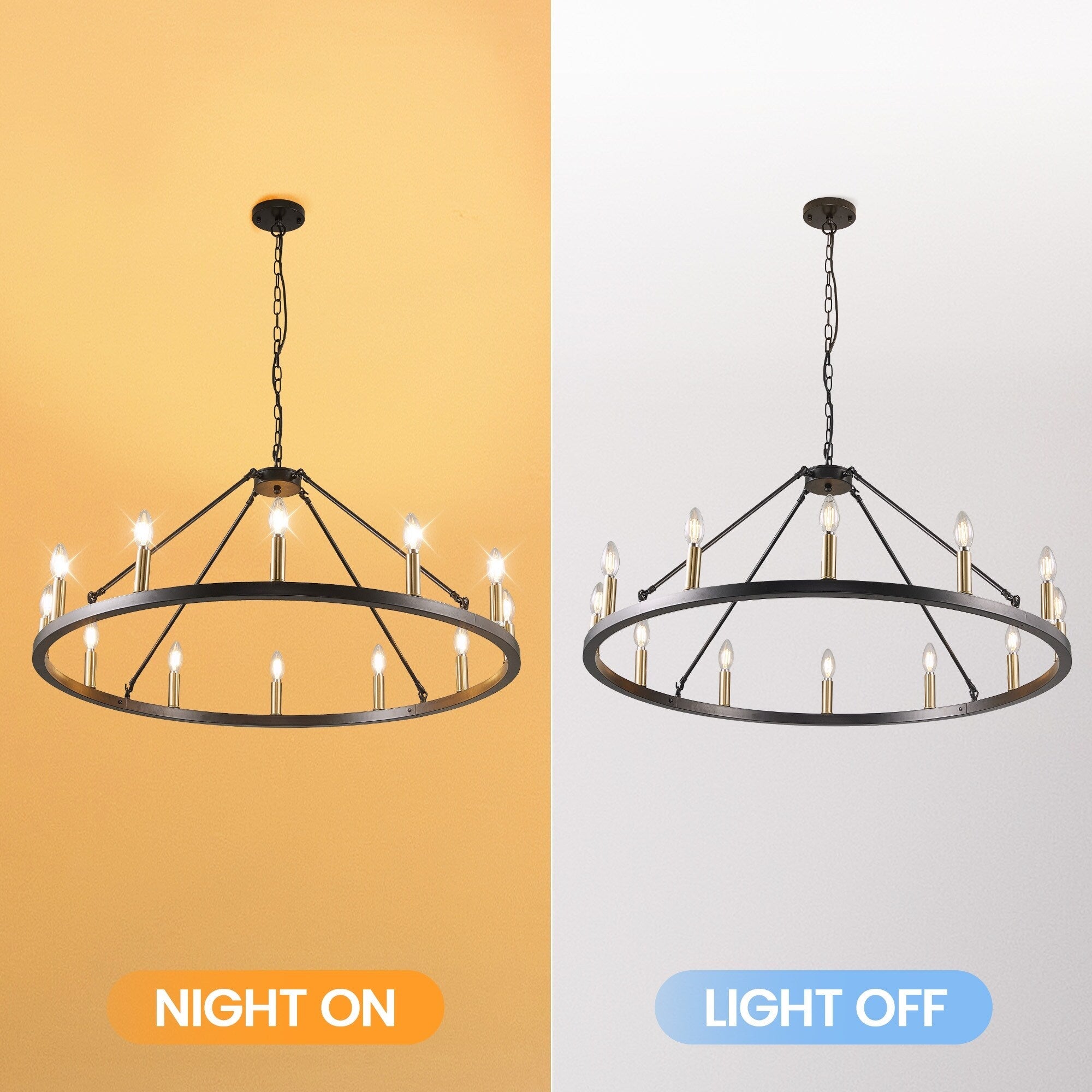 54-Zoll-Rundwagenrad-Kronleuchter mit 24 Leuchten