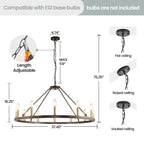 54-Zoll-Rundwagenrad-Kronleuchter mit 24 Leuchten
