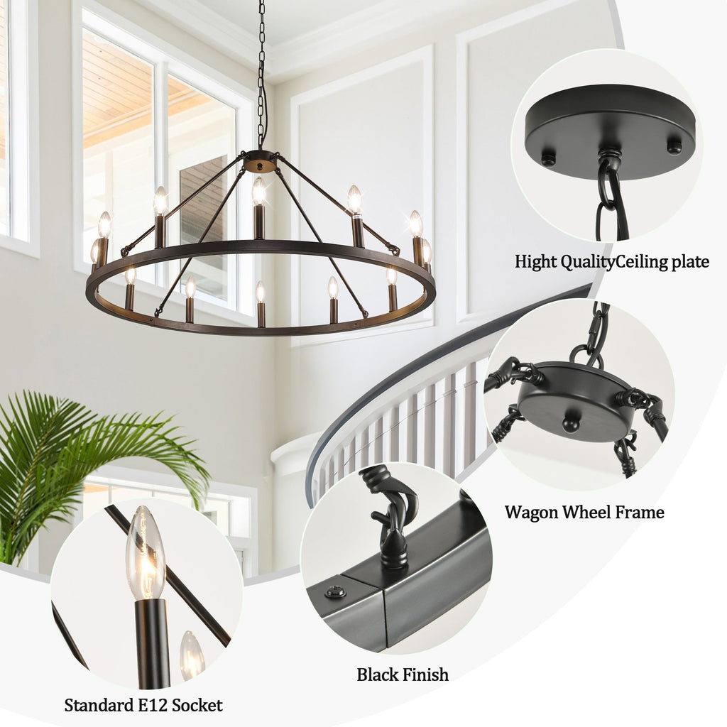 54-Zoll-Rundwagenrad-Kronleuchter mit 24 Leuchten