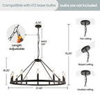 54-Zoll-Rundwagenrad-Kronleuchter mit 24 Leuchten