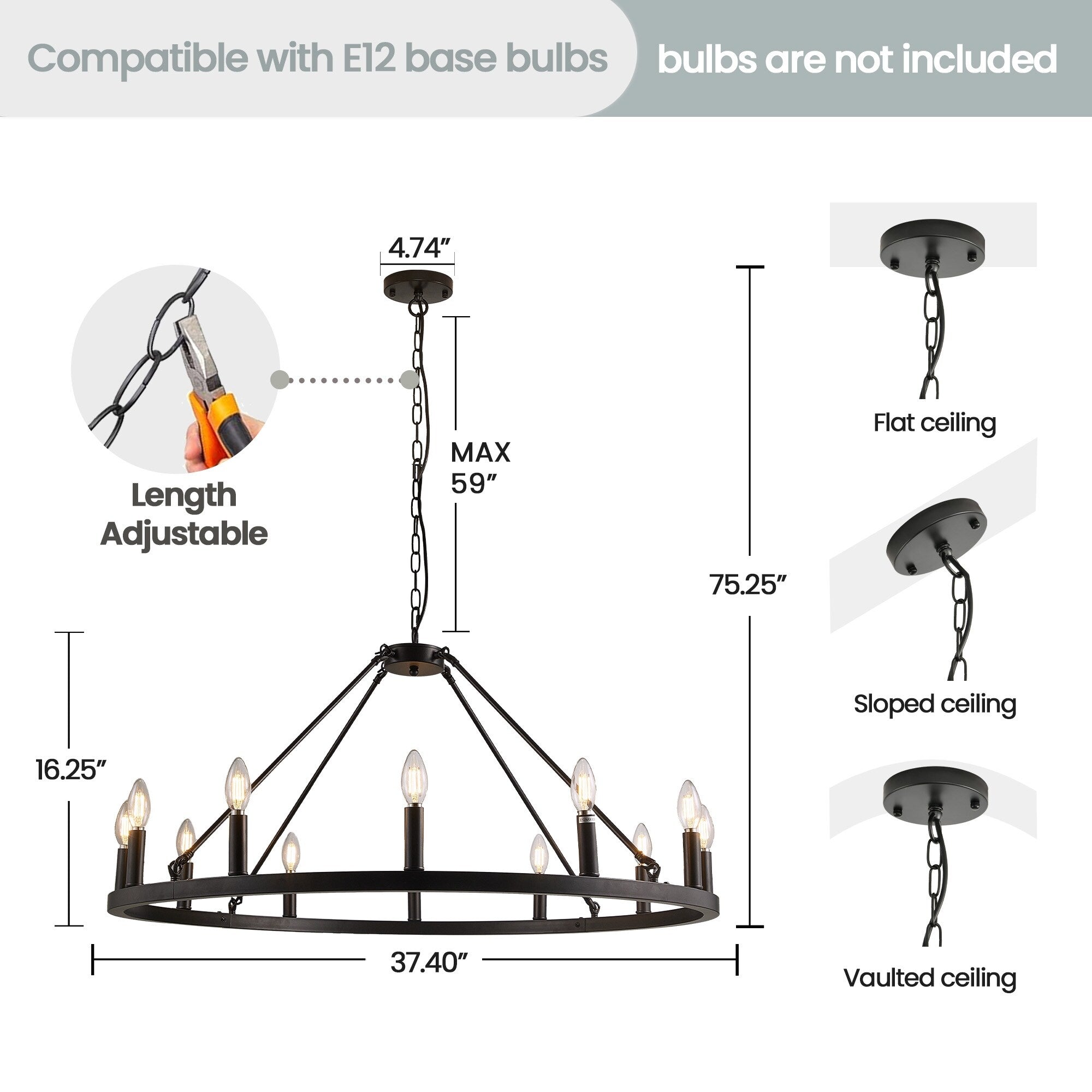 54-Zoll-Rundwagenrad-Kronleuchter mit 24 Leuchten