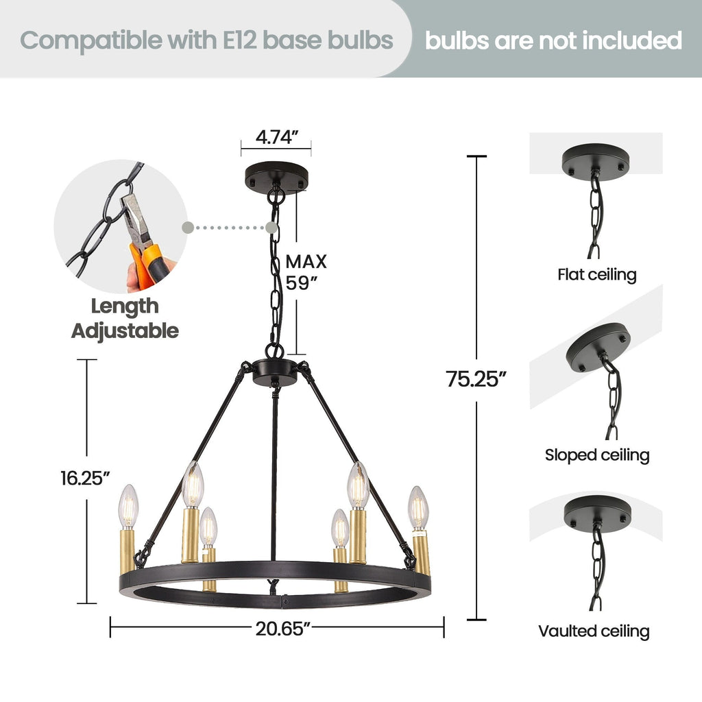 54-Zoll-Rundwagenrad-Kronleuchter mit 24 Leuchten